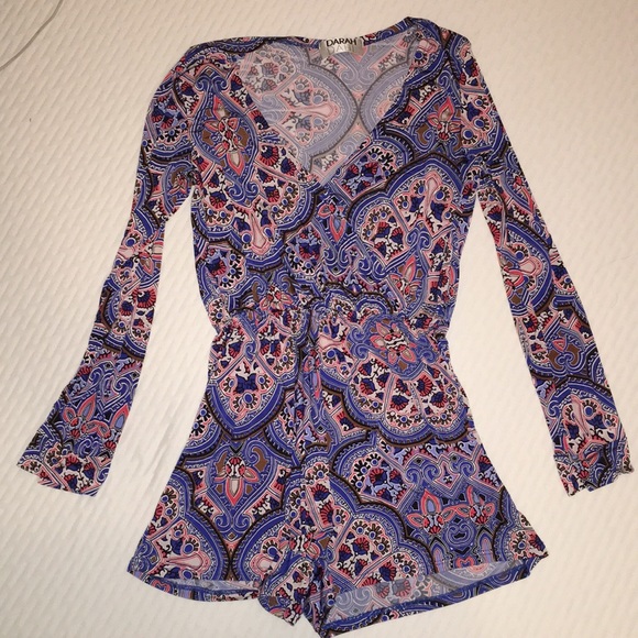 darah dahl Pants - Sarah Dahl M romper blue pattern